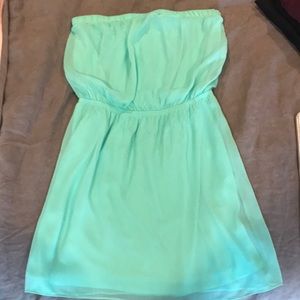 Teal strapless dress